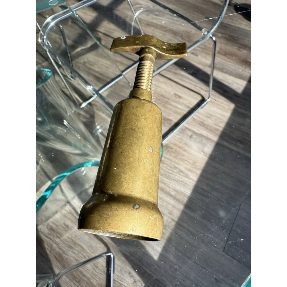 Vintage 1950-1960s Solid Brass Italian Corkscrew Wine Bottle Opener Bar‎ Tool